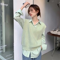KORELAN 레이어드 내부 bf 스타일 셔츠 봄과 가을 새로운 디자인 소금 시리즈 긴 루즈 셔츠 여성용 탑