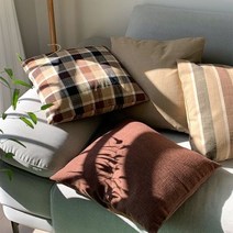 베이직 쿠션커버 쿠션솜 린넨쿠션커버, 고급쿠션솜, 체크