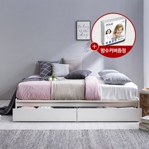 [가구야][방수커버 증정] 기간한정! 통깔판 서랍형 침대+매트리스, 싱글(화이트)