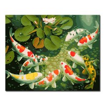 DIY 캔버스페인팅 명화그리기 액자 그림 세트 유화 - 동물 40x50, A22_연못속의 잉어