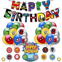 (망고언니 당일출고) 어벤져스 마블 생일 파티 풍선 세트 (가랜드+토퍼+풍선)