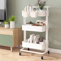 무타공마켓 다용도 이동식트롤리 3단, 화이트