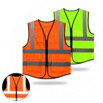 청성기업 다용도 포켓 반사조끼 안전용 반사판 조끼 현장 주차 운동 작업용, 포켓 반사판조끼(형광주황 2XL)