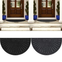아파치 반원 현관매트 61x99cm, 블랙