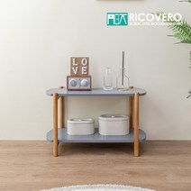 [리코베로]비쥬 원목 라운드 책장 스탠드 선반 DIY 2단 800, 그레이