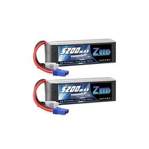 제에 Zeee 4S 리포배터리 14.8V 5200mAh 100C EC5플러그 라디콘배터리 대용량리튬폴리머배터리 1/8과 1/10 RC카용 RC카용 무인기용 등 2팩