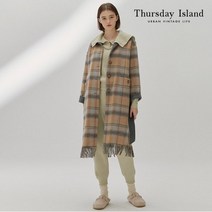 써스데이아일랜드 프린지 체크 핸드메이드 코트 T218MCT231W P347377161