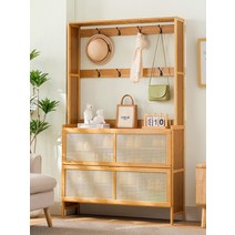 신발장 심플 현관 가정용 일체형 수납 신발장 방진옷 모자걸이 기숙사 팝 셋집, 01. 5단, 03. 【원색】등나무문 70길이