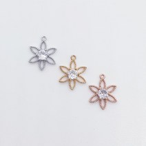 빈티지 꽃잎 큐빅 포인트 펜던트 팔찌만들기 귀걸이만들기 목걸이부자재 동대문부자재, 로즈골드(핑크)