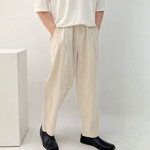 남자 여름 린넨 9부 밴딩 스판 와이드 마바지
