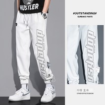 DFMEI 캐주얼 팬츠남 봄여름 트렌드 ins 와이드 일자 트레이닝 팬츠 개성 스트링 조거 팬츠