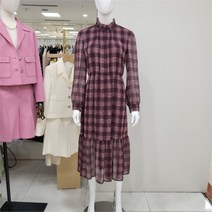 Si DP01 체크 패턴 쉬폰 프릴 롱 원피스 SYOAH2504