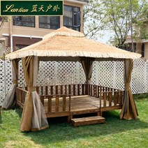 원목 조립식 원두막 정자 파고라 천막 캐노피 초갓집, 3x4m 초가 정자(커튼 제외)