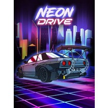범퍼 셀프 부분 도색 다이아몬드 페인팅 도쿄 스트리트 레이싱 카 닛산 GTR Synthwave 네온 풍경 모자이크, 02 2_13 60x80cm square