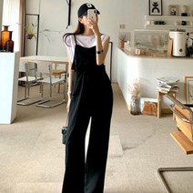 춘게얼 스트링 조거 와이드 멜빵 팬츠 심플 r137