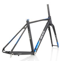KOOZER CX5000 알루미늄 합금 프레임 탄소 포크 CX 자갈 오프로드 자전거 도로 디스크 브레이크 세트, 50cm, Blue Frame and fork_50cm