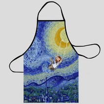 앞치마도안 반 고흐 그림 패턴 옥스포드 패브릭 앞치마 남녀 공용 홈 요리 베이킹 청소 주방 액세서리, [01] Xcm, [04]