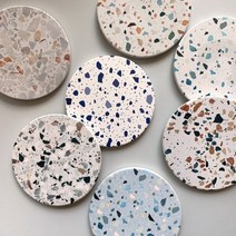 아트 스톤 티코스터 미끄럼방지 대리석 세라믹 컵받침 카페 홈데코 테이블매트 찻잔받침 티코스터, 테라조 F