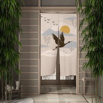 파티션 전통 꽃 새 문 커튼 일본 노렌 출입구 잉크 그림 인쇄 부엌 파티션, 13 CTS00267_01 65x90cm