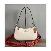 coach 코치 CJ595 Teri 숄더백 In 컬러블락 가죽 크로스바디 실버/Chalk 멀티 TERI 116922