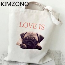 쇼핑백 퍼그 쇼핑 가방 bolsas de tela bolsa 재사용 가능한 캔버스 식료품 bolso 토트 백 cabas shoping ecobag, 2.54362