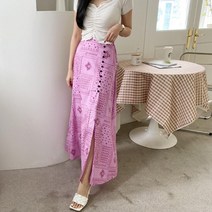 옷자락 [옷자락] 여자 에스닉 트임 페이즐리 롱스커트