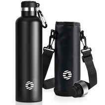 스텐 보온물병 대용량 텀블러 FJbottle 보온병 진공 스테인레스 스포츠 피트니스 머그컵, 5.1000ml - Black
