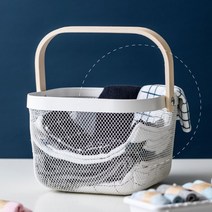 리사토르프 철제 철망 다용도 우드손잡이 이케아 수납바구니, 블랙