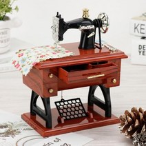 가정용미싱 미싱기 재봉기 재봉틀 손미싱 뮤직 박스 품 식료품 레트로 모조 나무 모델, 17x10x22cm, sewing machine+17x10x22cm