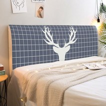 침대헤드보드 보 보호 양털 그림 격자 무늬 더블 매트리스 패드 퀸 사이즈 탄성 전면 패널, 폭190×높이60cm, 4