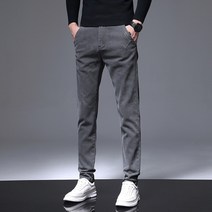 DFMEI 남성 캐주얼 봄가을 슬림 스트레이트 비즈니스 남성 팬츠 스판 팬츠 남성 여름 비침에어 팬츠