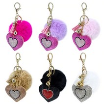 폼폼이 토끼 모피키링 하트 체인펜던트 가방액세서리