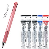 파이롯트 쥬스업 3색 볼펜 리필 묶음 세트, 쥬스업 3색 코랄 +리필(흑3청1적1) 세트