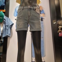잠뱅이 여성 라텍스구제워싱 시원한쿨멕스 스판 3부롤업 청반바지 AM2DL3382 LB