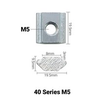 블록 사각 슬라이딩 T 너트 해머 2020 3030 4040 4545 프로파일 알루미늄 압출 성형 M3 M4 M5 M6 M8 M10 T, 11 40-M5_01 Carbon Steel