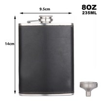 위스키 보틀 양주 디스펜서 구씨 휴대용 술병 스테인레스 스틸 빅 힙 플라스크 레드 국가 상징 디자인 패턴 가죽 플라스크 세트 플라스크 세트, 8oz 블랙 가죽