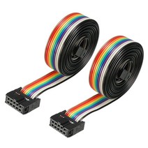Uxcell IDC 레인보우 와이어 플랫 리본 케이블 10핀 128cm 길이 2.54mm 피치 2개 타입 B 281504