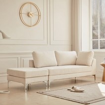 한샘몰pick 레벤 플랫 아쿠아텍스 소파 2인용_스툴포함, 아이보리_우형(B)