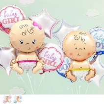 [원팩] 생일은박풍선 웰컴베이비 부케 5PCS세트 [2타입], 보이