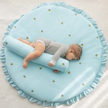 그이불 꿀벌 순면 유아 아기원형러그, 크림아이보리