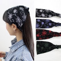 외출 플라워 봄 여름 잔머리 중년 엄마 넓은 터번 반다나 고무줄 헤어 머리 밴드 머리띠
