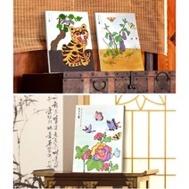 전통민화 호작도 화접도 초충도 도안 캔버스액자 만들기 5p 집중력향상 성당 절