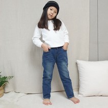 트리베어 기모 스판 데님 바지 일자핏 팬츠