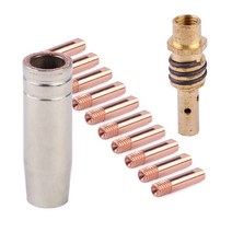 논가스 아크 용접기 12pcs Mig 용접 기계 접촉 팁 키트 0.9mm M6 MB-15AK 토치 노즐 건 홀더 가스 도구