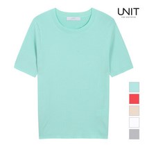 [UNIT] 여성 골지 라운드넥 반소매 니트_UFE2-KCN200S
