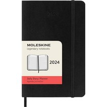 Moleskine 몰스킨 직구 정품 2024 데일리 플래너 12M 포켓 머틀 그린 소프트 커버 8.9 x 14.9cm 3.5 5.5인치, Weekly, Black
