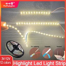 0805 led 라이트 스트립 하이라이트 3V12V 모래 테이블 DIY 빌딩 조명 전선 포함 취미 모델 키트 건담 1M2M5M 279414, 1m warm color