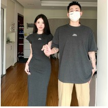 여름 2023 ins 커플 시밀러룩 원피스 티셔츠 캐주얼 커플웨어