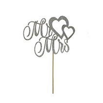Silver Glitter Mr and Mrs Cake Topper Bride and Groom Sign Wedding Engagement Cake Toppers Decorat, 1