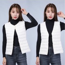 여자 방한 듀얼 라운드넥 브이 경량 패딩 조끼 중년여성 면 넥 겨울 빅사이즈 학생 스포츠웨어 여성
